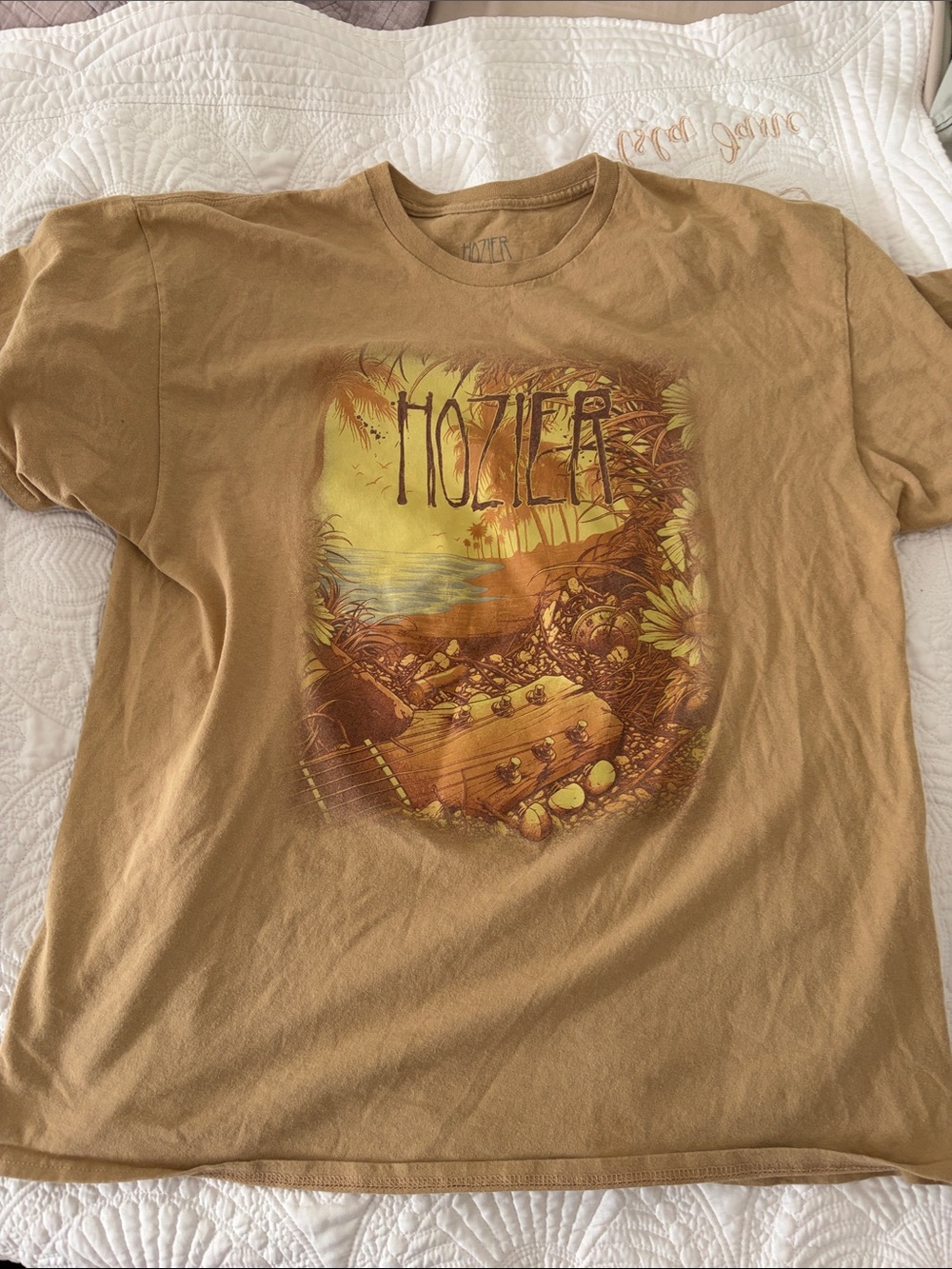 Hozier Graphic Tee in Brown with Sunset Print